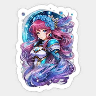 Dancing Among the Stars: AI Anime Character Art in Andromeda Sticker